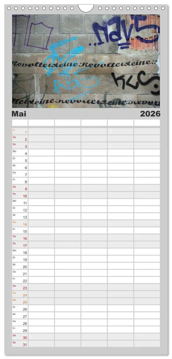 Bild: 9783516521351 | Familienplaner 2026 - Street-Art 2026 mit 5 Spalten (Wandkalender,...