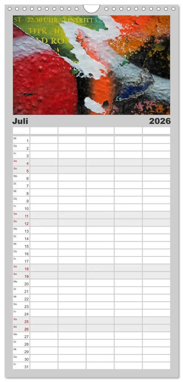 Bild: 9783516521351 | Familienplaner 2026 - Street-Art 2026 mit 5 Spalten (Wandkalender,...