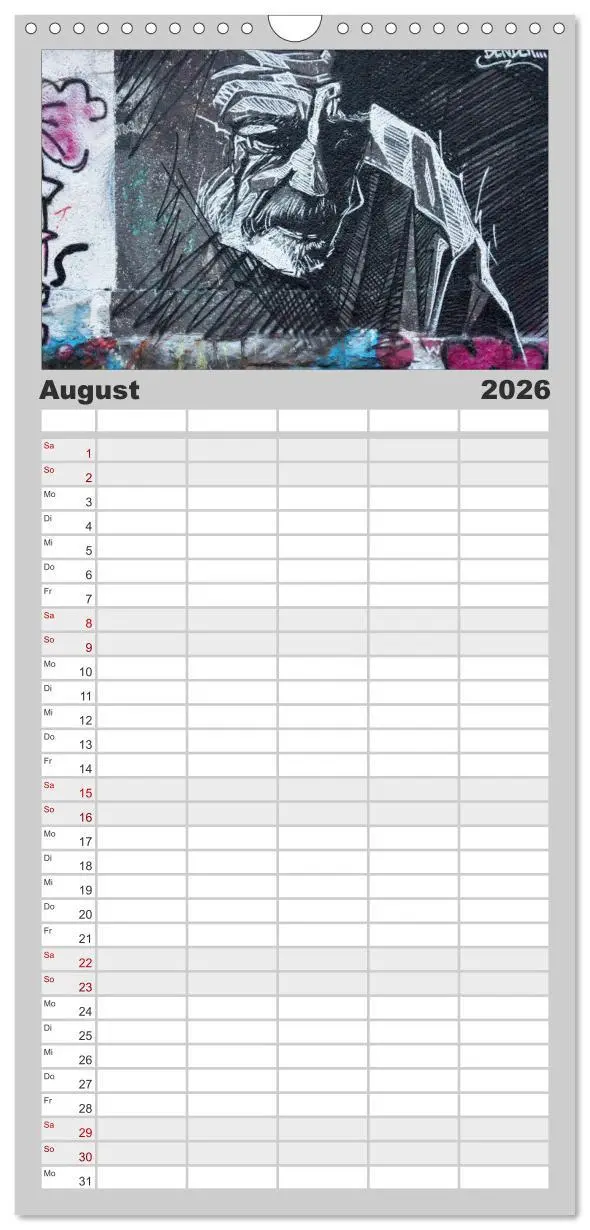 Bild: 9783516521351 | Familienplaner 2026 - Street-Art 2026 mit 5 Spalten (Wandkalender,...