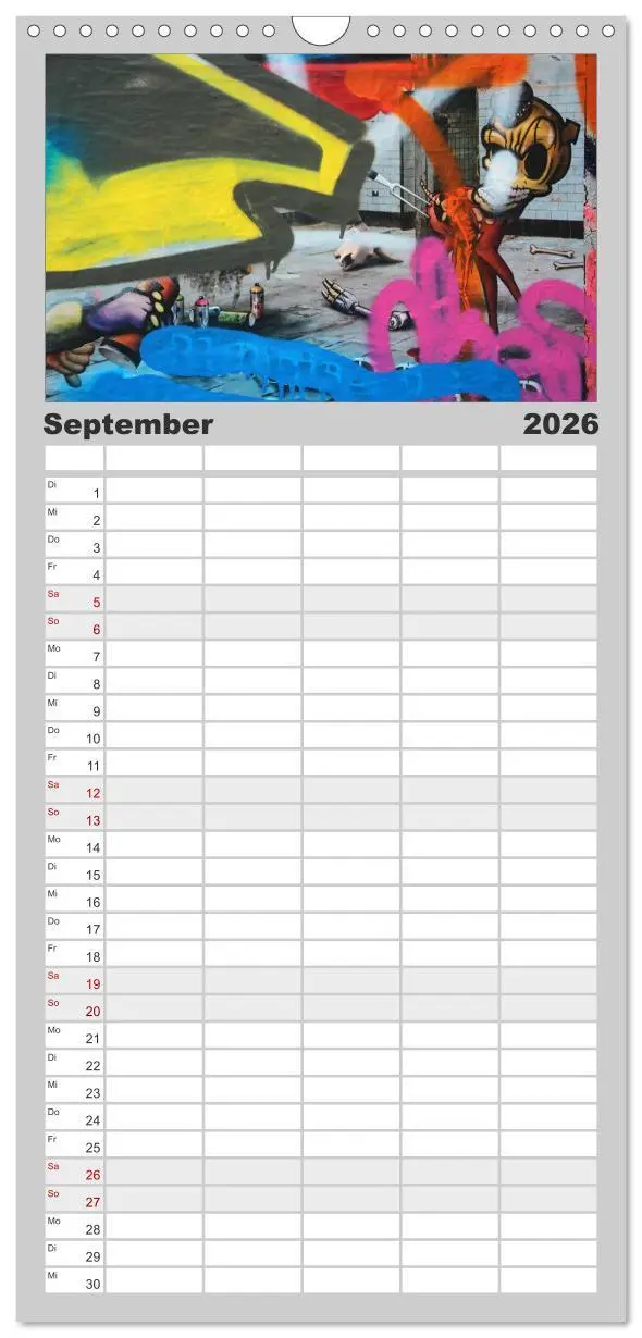 Bild: 9783516521351 | Familienplaner 2026 - Street-Art 2026 mit 5 Spalten (Wandkalender,...