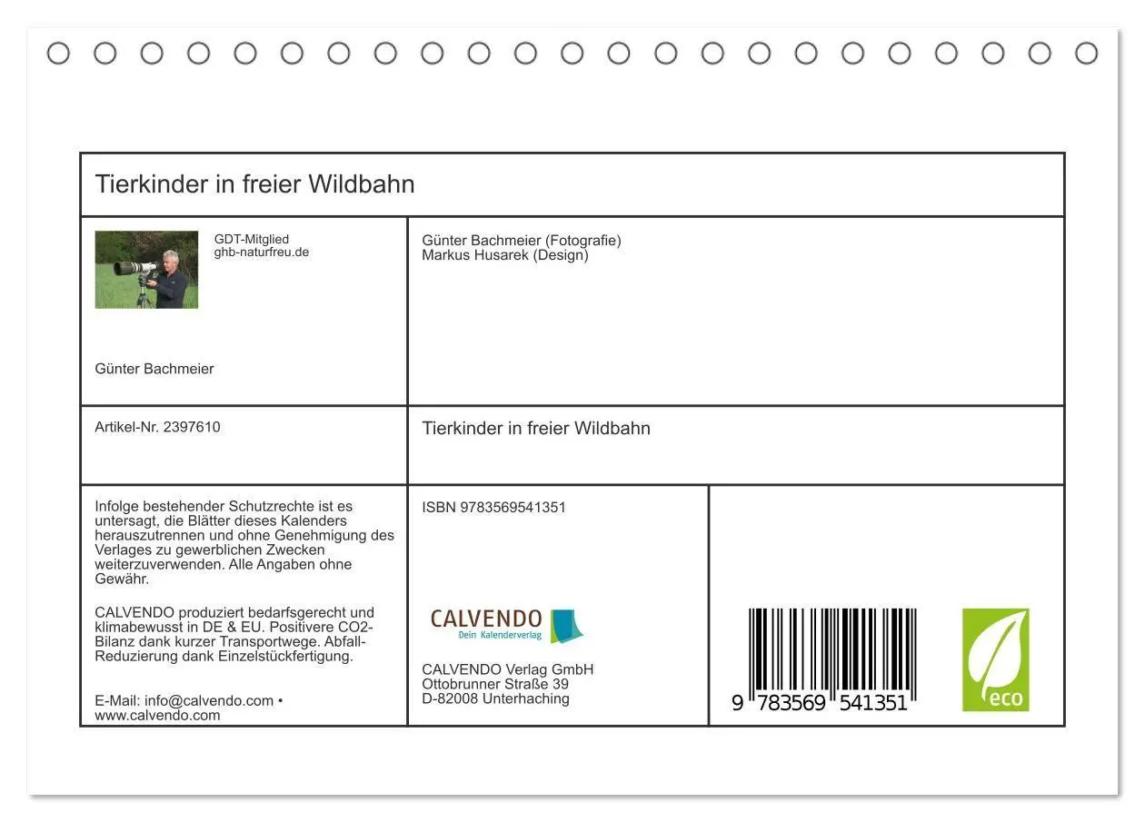 Bild: 9783569541351 | Tierkinder in freier Wildbahn (Tischkalender 2027 DIN A5 quer),...