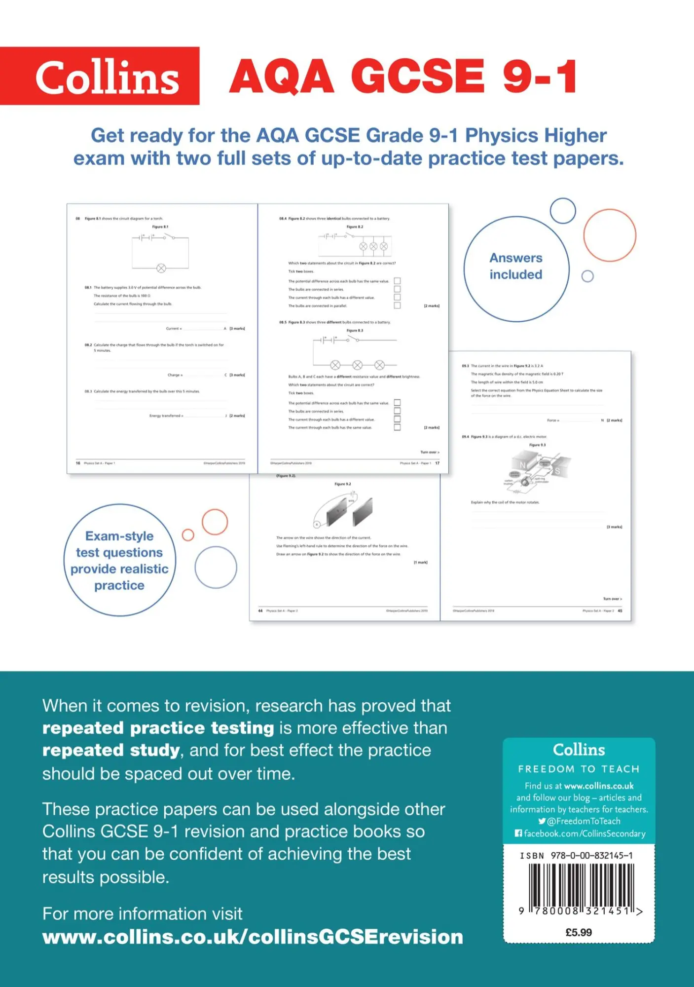 Rückseite: 9780008321451 | Collins GCSE 9-1 Revision - Aqa GCSE 9-1 Physics Higher Practice...
