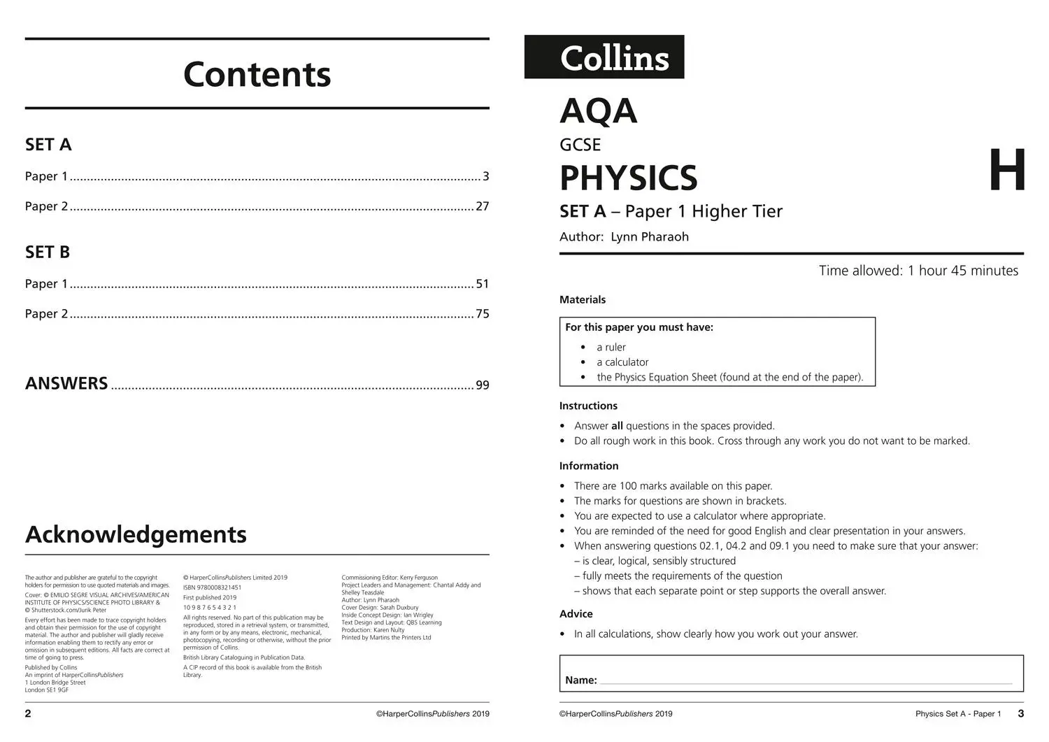 Bild: 9780008321451 | Collins GCSE 9-1 Revision - Aqa GCSE 9-1 Physics Higher Practice...