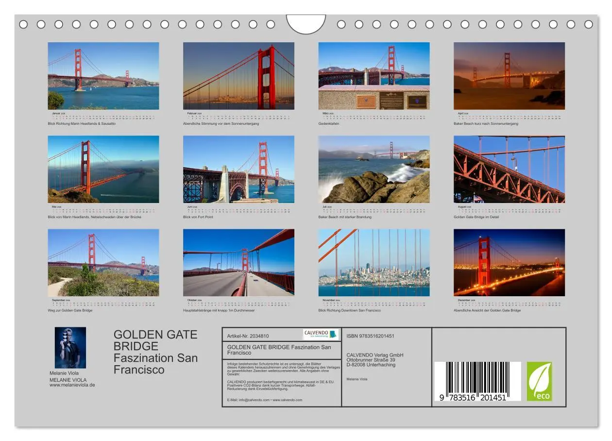 Bild: 9783516201451 | GOLDEN GATE BRIDGE Faszination San Francisco (Wandkalender 2026 DIN...