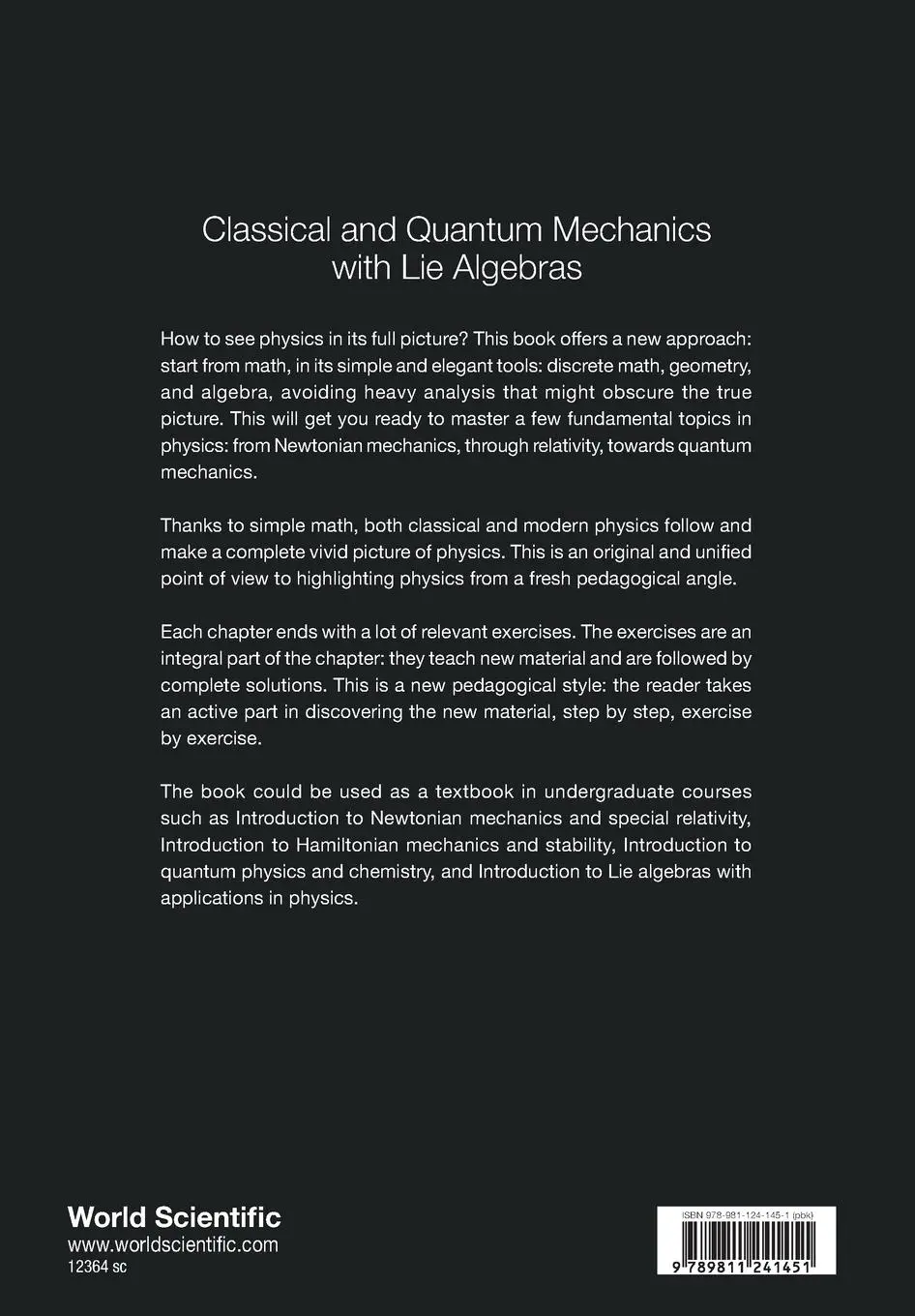 Rückseite: 9789811241451 | CLASSICAL AND QUANTUM MECHANICS WITH LIE ALGEBRAS | Yair Shapira
