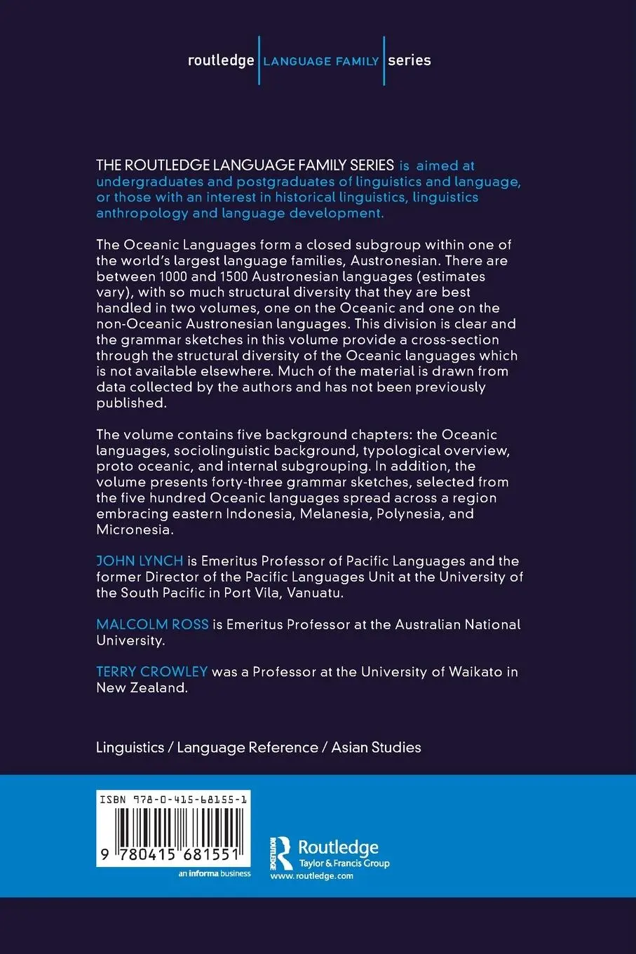 Rückseite: 9780415681551 | The Oceanic Languages | John Lynch (u. a.) | Taschenbuch | Englisch