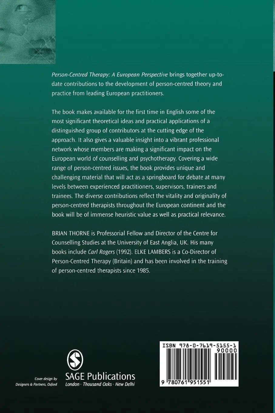 Rückseite: 9780761951551 | Person-Centred Therapy | A European Perspective | Brian Thorne (u. a.)