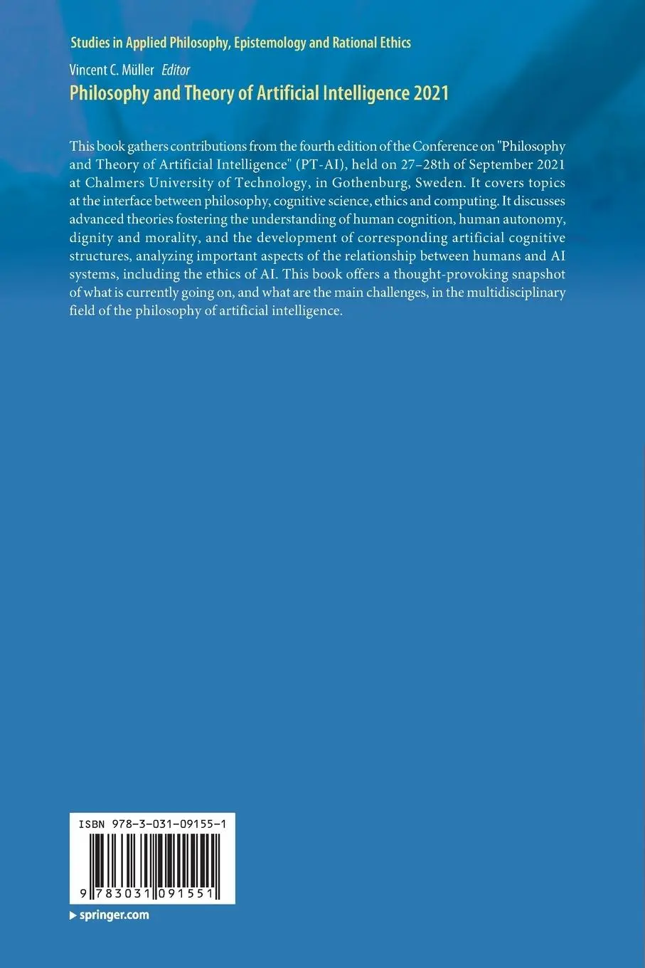 Rückseite: 9783031091551 | Philosophy and Theory of Artificial Intelligence 2021 | Müller | Buch