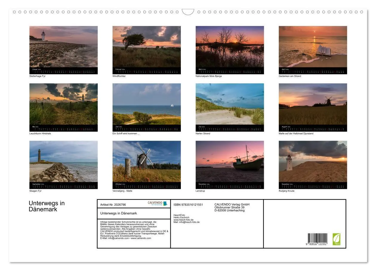 Bild: 9783516121551 | Unterwegs in Dänemark (Wandkalender 2026 DIN A2 quer), CALVENDO...