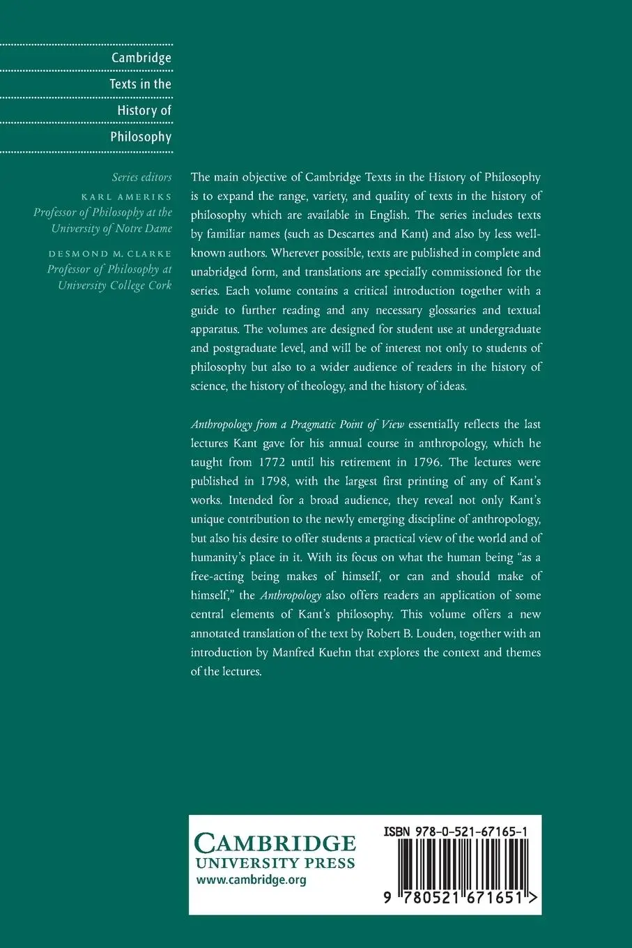 Rückseite: 9780521671651 | Kant | Anthropology from a Pragmatic Point of View | Louden (u. a.)