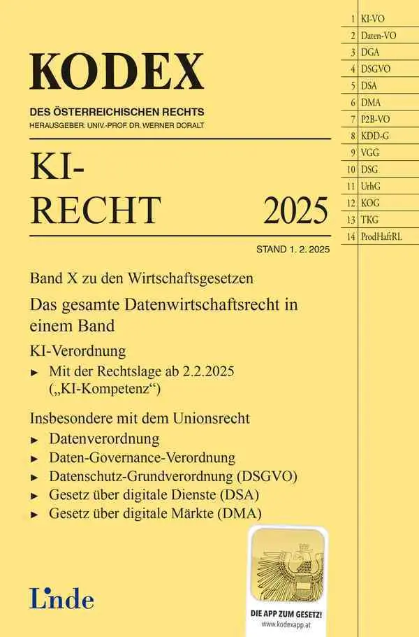 Cover: 9783707351651 | KODEX KI-Recht 2025 | Wirtschaftsgesetze Band X | Meinhard Ciresa