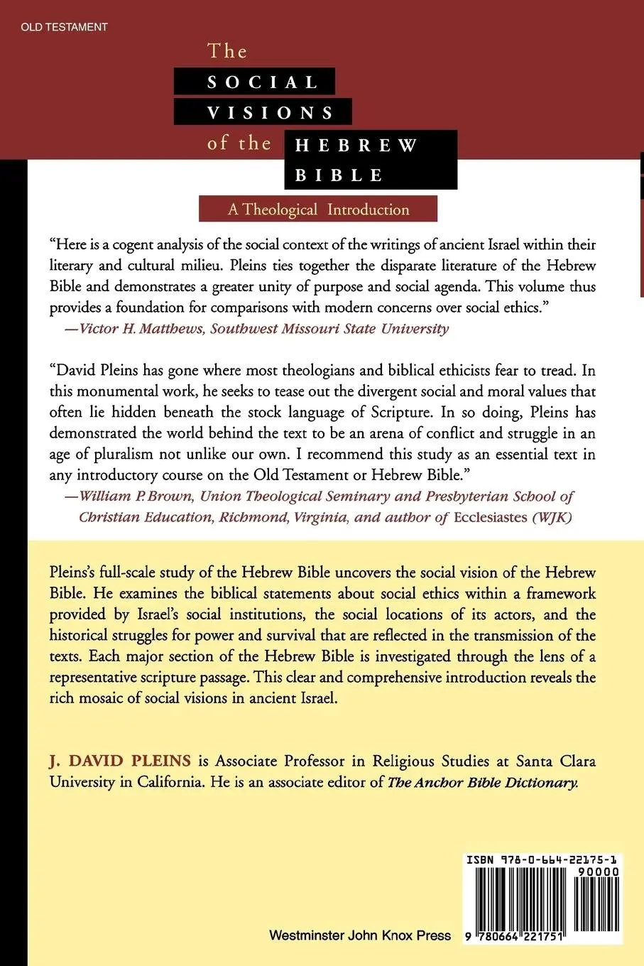 Rückseite: 9780664221751 | Social Visions of the Hebrew Bible | A Theological Introduction | Buch