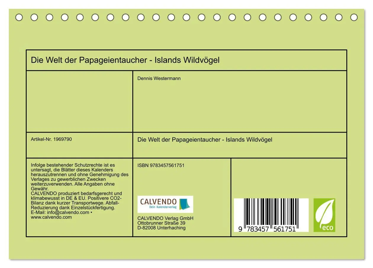 Bild: 9783457561751 | Die Welt der Papageientaucher - Islands Wildvögel (Tischkalender...