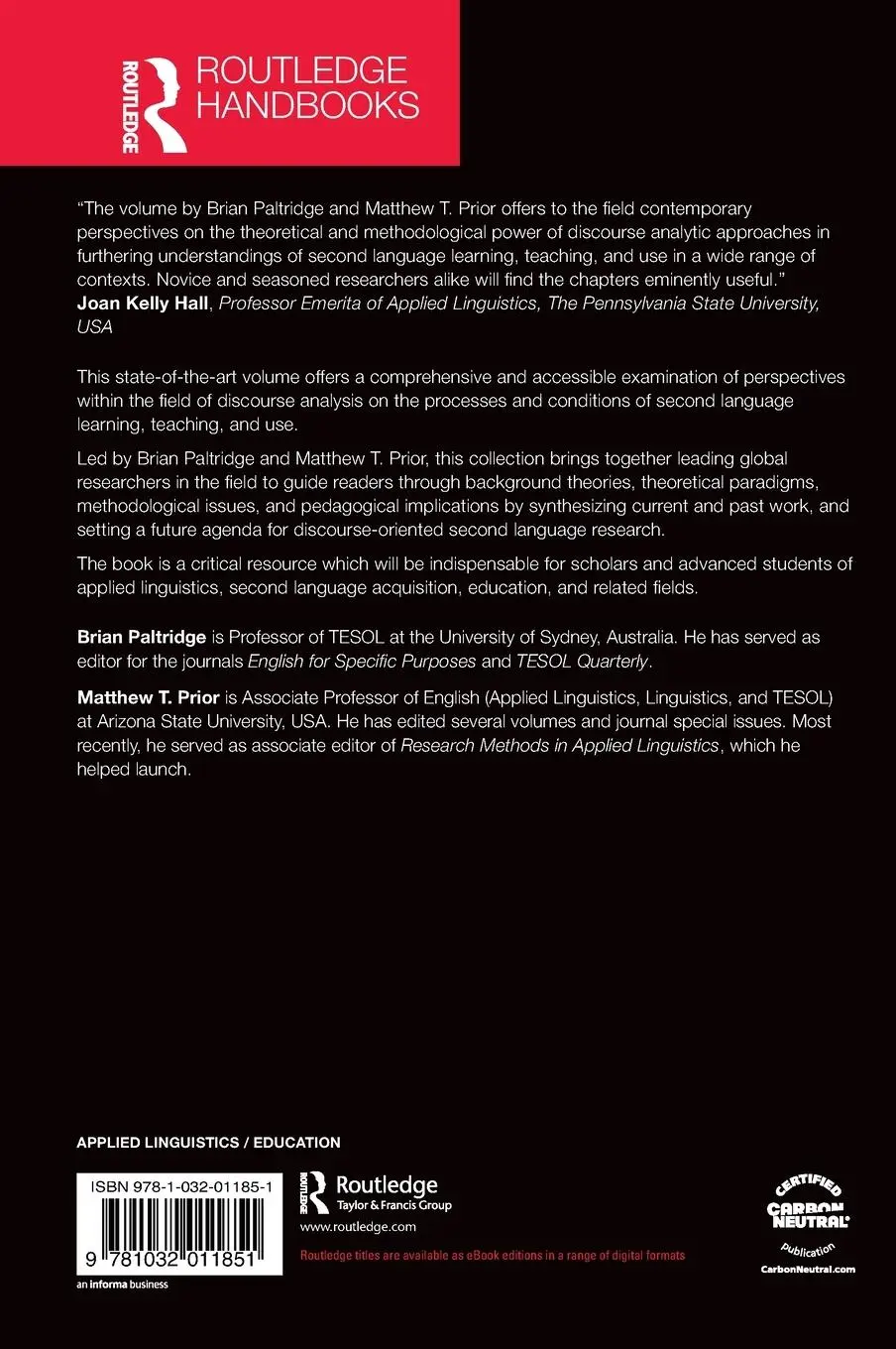 Rückseite: 9781032011851 | The Routledge Handbook of Second Language Acquisition and Discourse