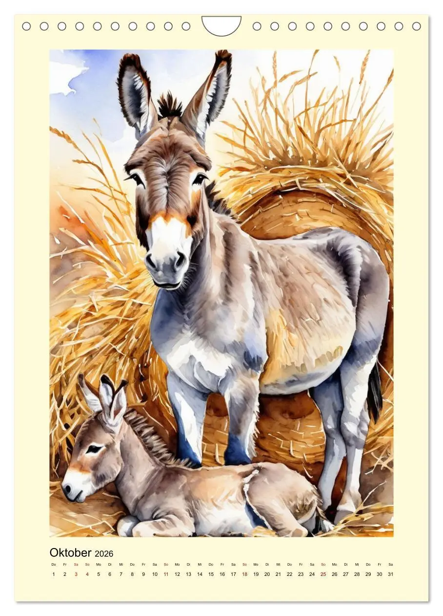 Bild: 9783516261851 | Esel - zauberhafte Langohren (Wandkalender 2026 DIN A4 hoch),...