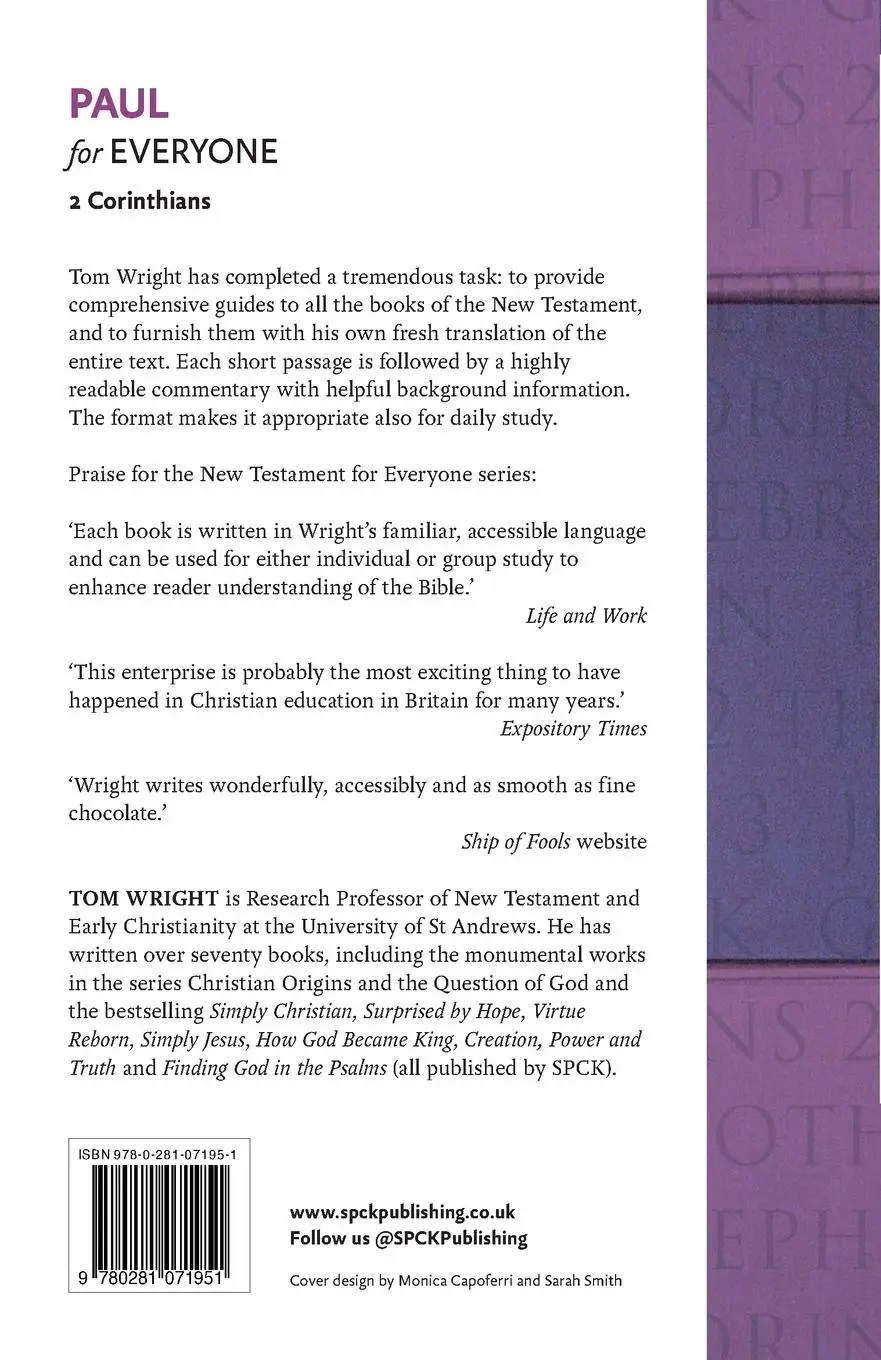 Rückseite: 9780281071951 | Paul for Everyone | 2 Corinthians: 2 Corinthians | Tom Wright | Buch