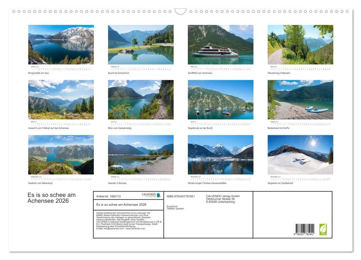 Bild: 9783457781951 | Es is so schee am Achensee 2026 (Wandkalender 2026 DIN A2 quer),...