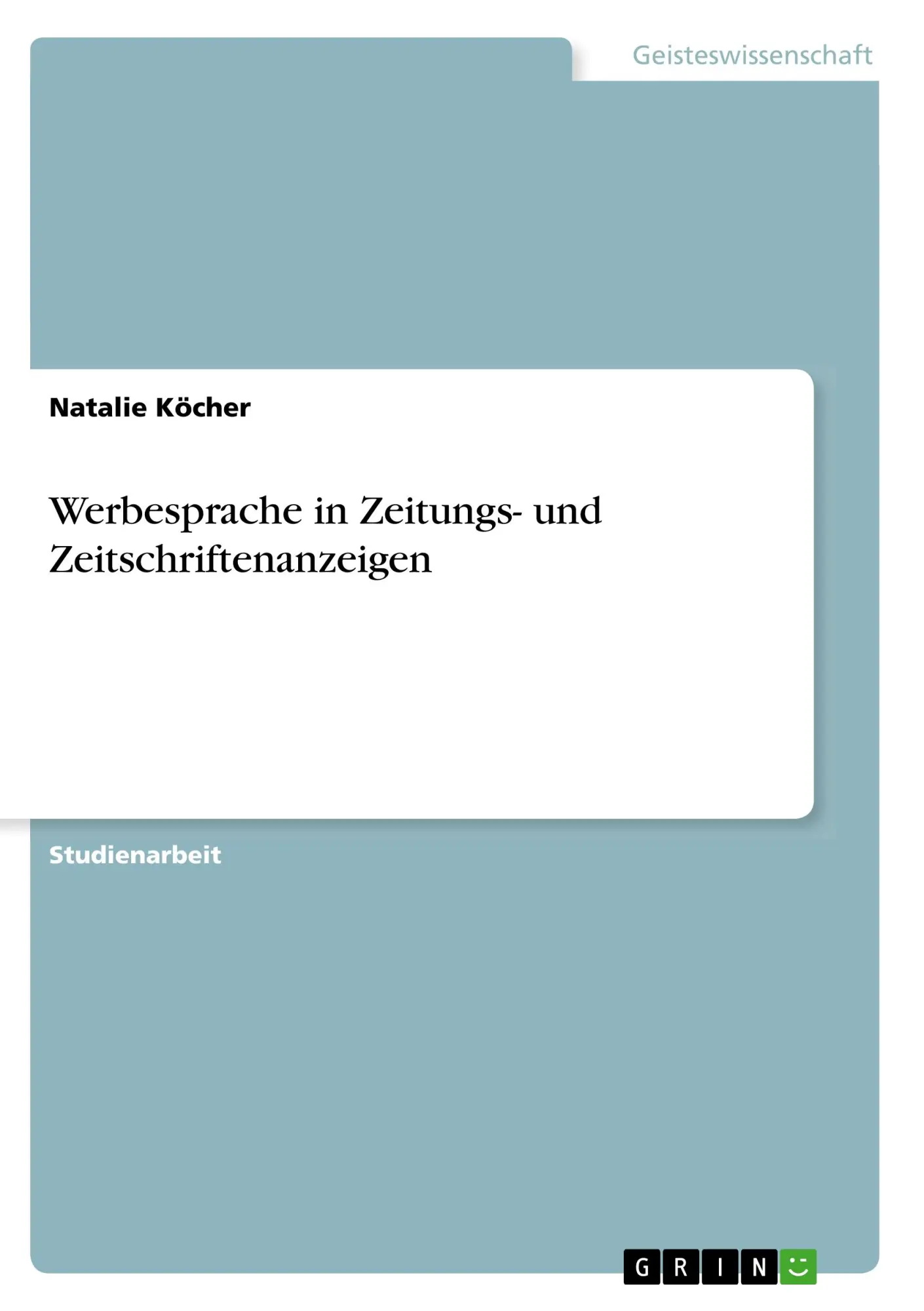 Cover: 9783668891951 | Werbesprache in Zeitungs- und Zeitschriftenanzeigen | Natalie Köcher