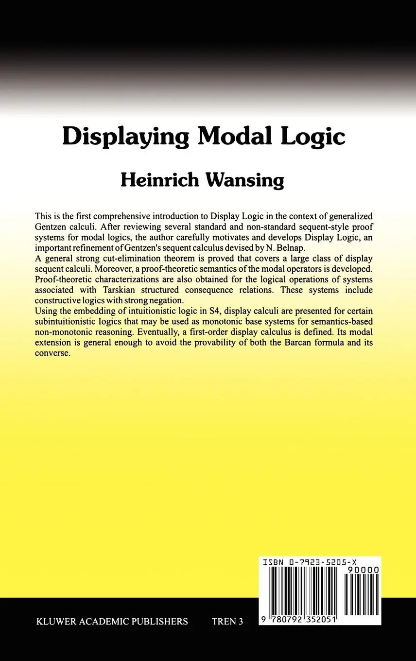Rückseite: 9780792352051 | Displaying Modal Logic | Heinrich Wansing | Buch | xi | Englisch