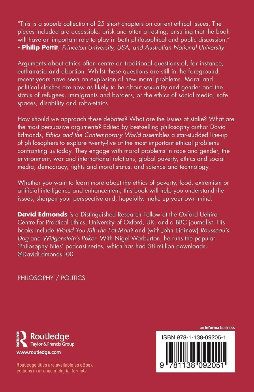 Rückseite: 9781138092051 | Ethics and the Contemporary World | David Edmonds | Taschenbuch | 2019