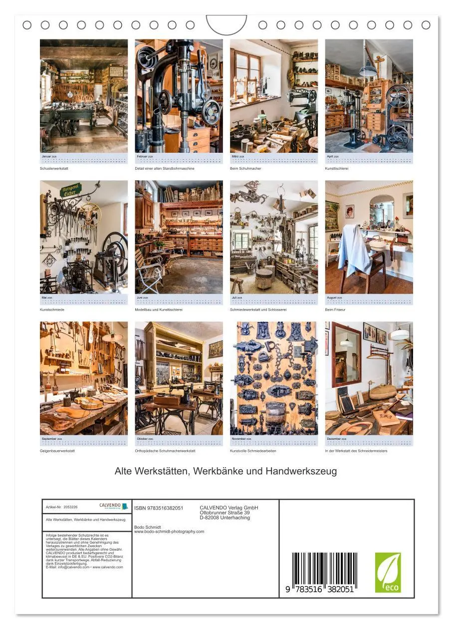 Bild: 9783516382051 | Alte Werkstätten, Werkbänke und Handwerkszeug (Wandkalender 2026...