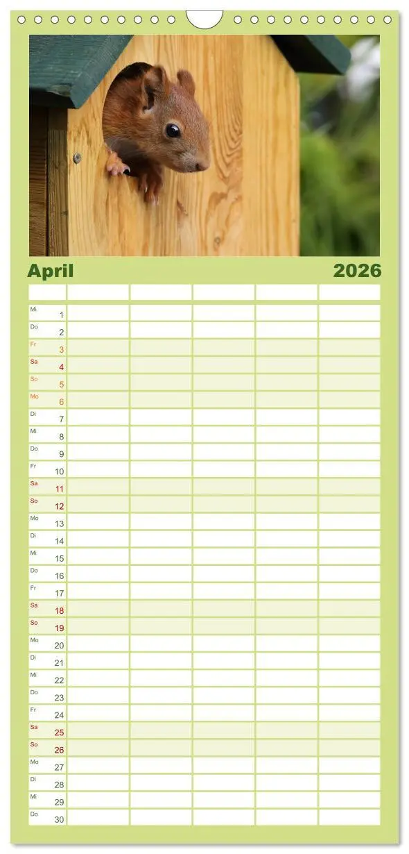 Bild: 9783516522051 | Familienplaner 2026 - Eichhörnchen Kinder mit 5 Spalten...