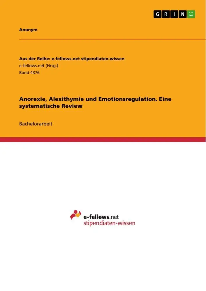 Cover: 9783963562051 | Anorexie, Alexithymie und Emotionsregulation. Eine systematische...