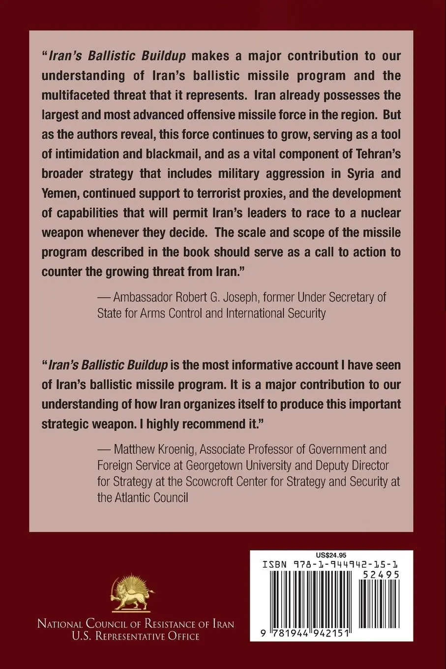 Rückseite: 9781944942151 | Iran's Ballistic Buildup | The March Toward Nuclear-Capable Missiles