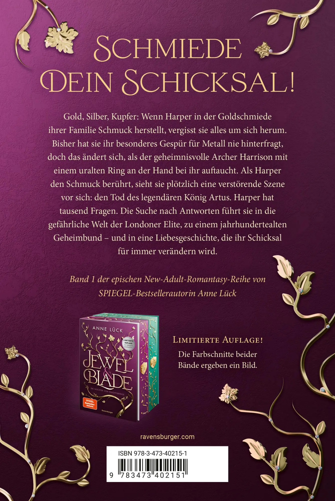 Rückseite: 9783473402151 | Jewel &amp; Blade, Band 1 - Die Wächter von Knightsbridge | Anne Lück