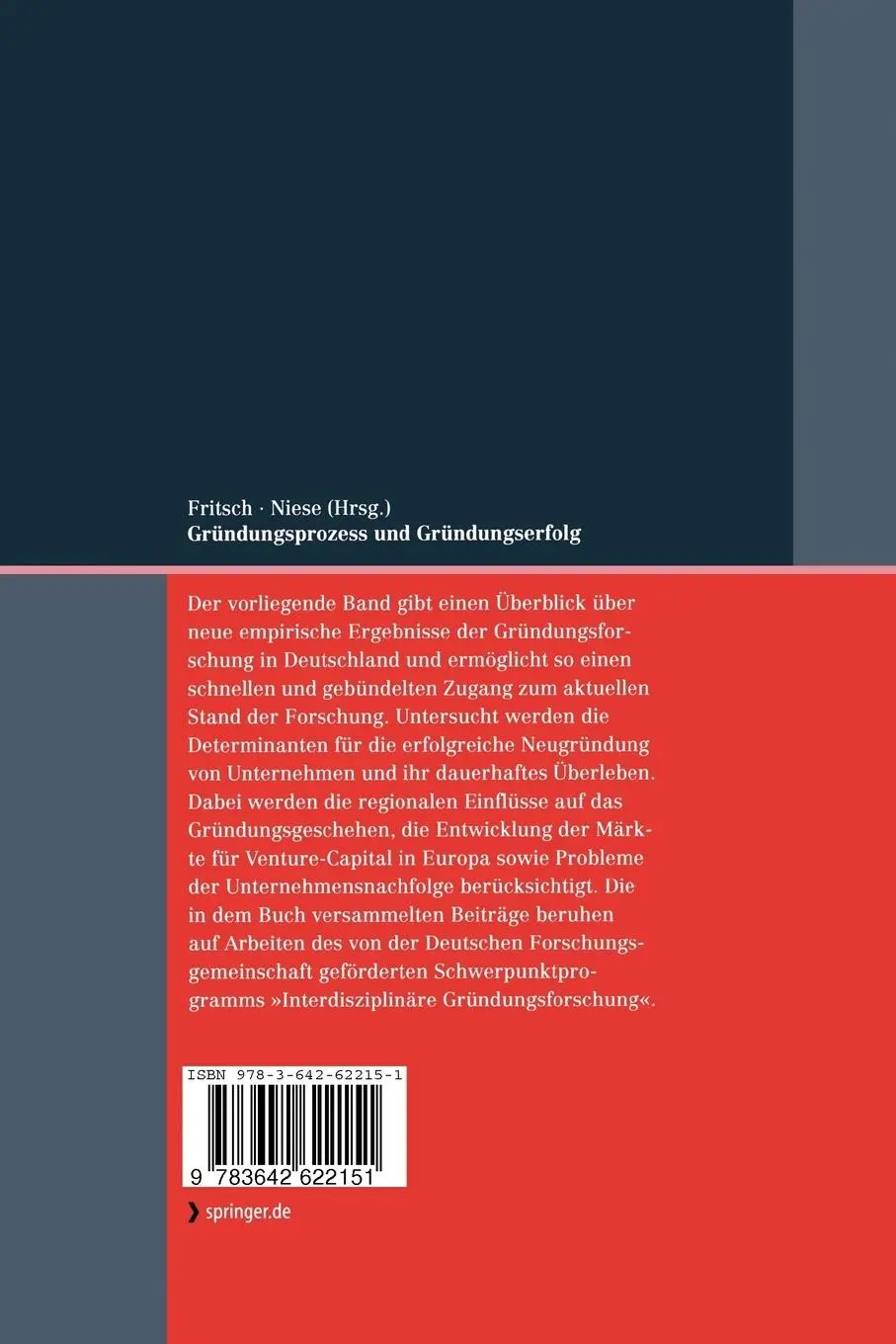 Rückseite: 9783642622151 | Gründungsprozess und Gründungserfolg | Michael Fritsch (u. a.) | Buch