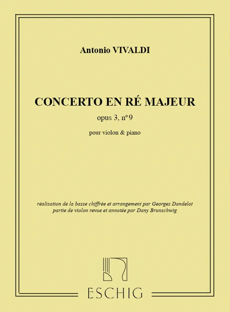 Cover: 9790045012151 | Concerto re majeur op.3,9 pour violon et orchestre à cordes pour...