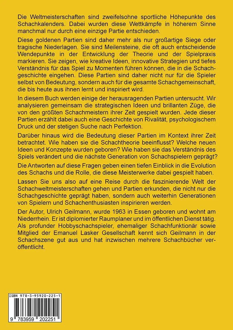 Rückseite: 9783959202251 | Goldene Partien | Entscheidende Momente der Schachweltmeisterschaften
