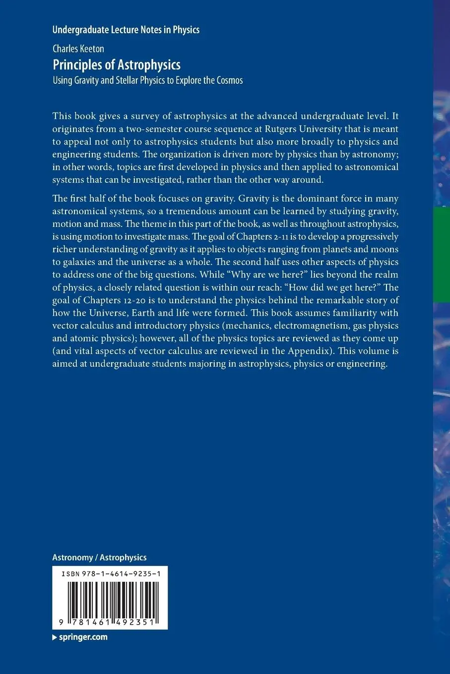 Rückseite: 9781461492351 | Principles of Astrophysics | Charles Keeton | Taschenbuch | xxi | 2014