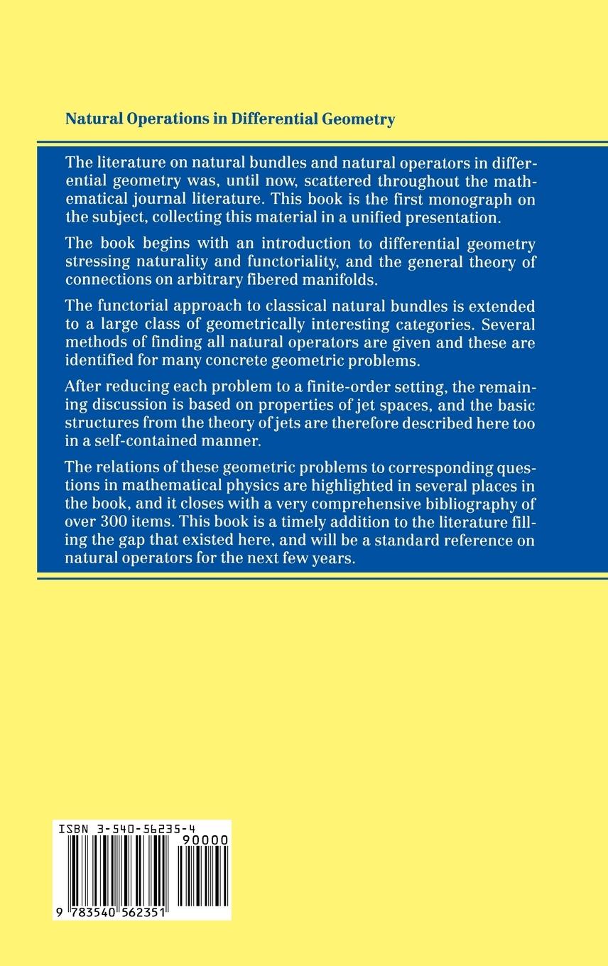 Rückseite: 9783540562351 | Natural Operations in Differential Geometry | Ivan Kolar (u. a.) | vi