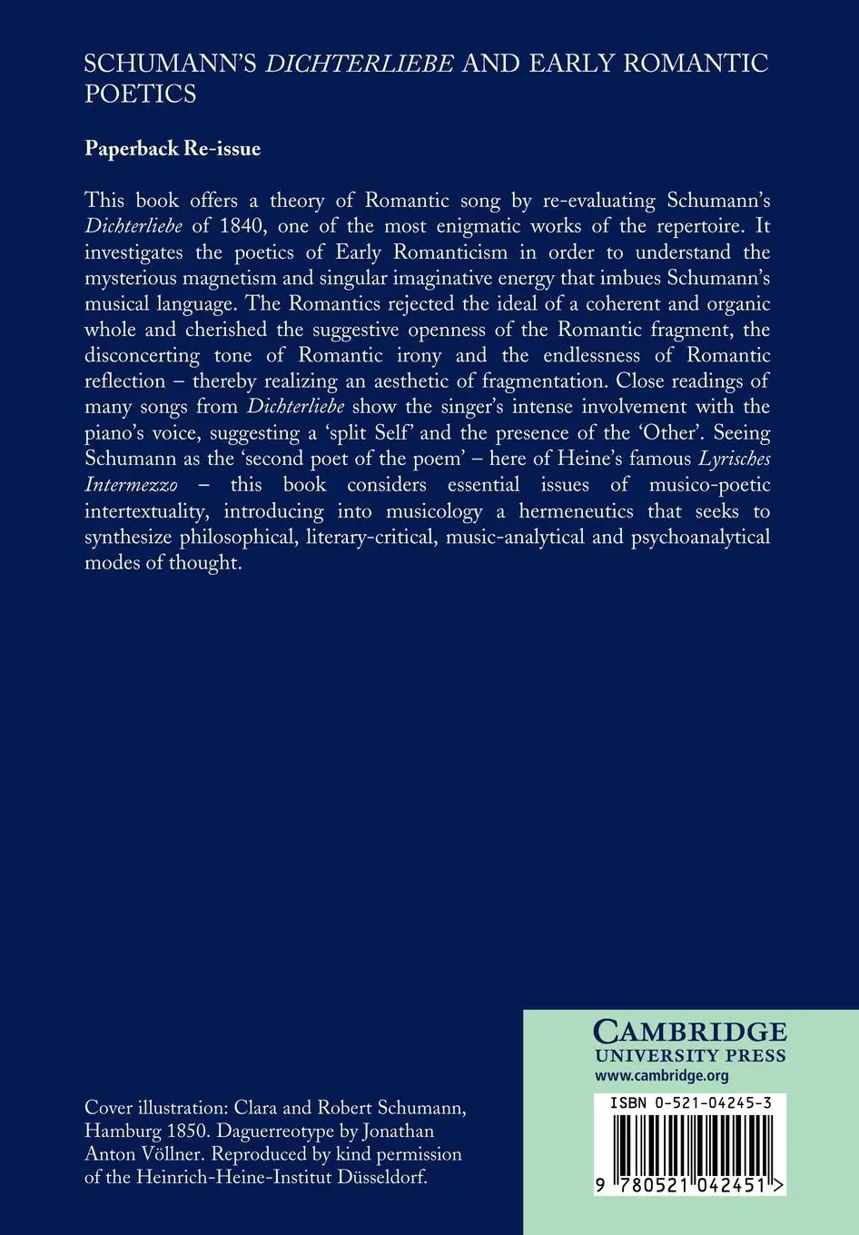 Rückseite: 9780521042451 | Schumann's Dichterliebe and Early Romantic Poetics | Perrey | Buch