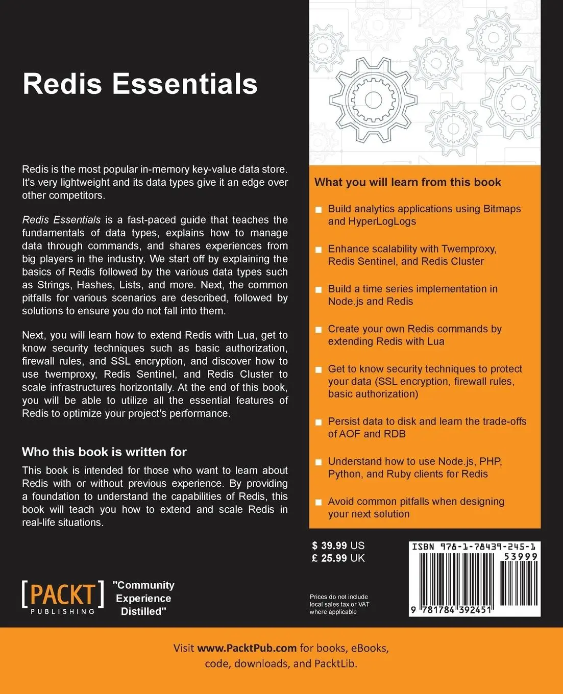 Rückseite: 9781784392451 | Redis Essentials | Maxwell Dayvson Da Silva (u. a.) | Taschenbuch