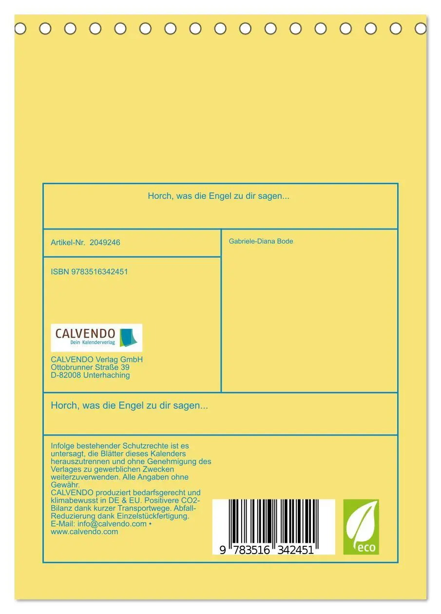 Bild: 9783516342451 | Horch, was die Engel zu dir sagen... (Tischkalender 2026 DIN A5...