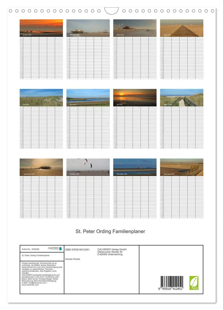 Bild: 9783516412451 | St. Peter Ording Familienplaner (Wandkalender 2026 DIN A3 hoch),...