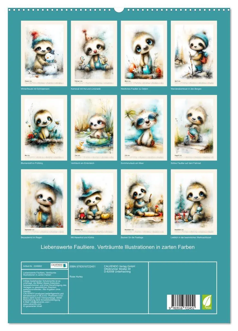 Bild: 9783516722451 | Liebenswerte Faultiere. Verträumte Illustrationen in zarten Farben...