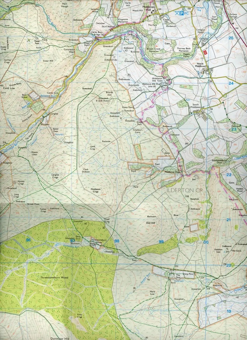 Bild: 9780319242551 | The Cheviot Hills, Jedburgh &amp; Wooler | Ordnance Survey | (Land-)Karte