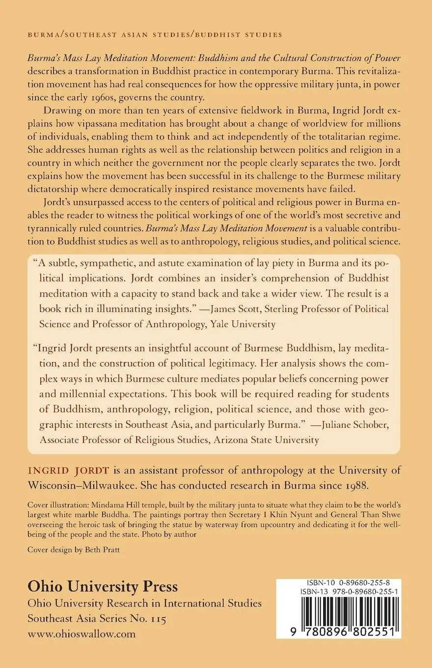 Rückseite: 9780896802551 | Burma's Mass Lay Meditation Movement | Ingrid Jordt | Taschenbuch