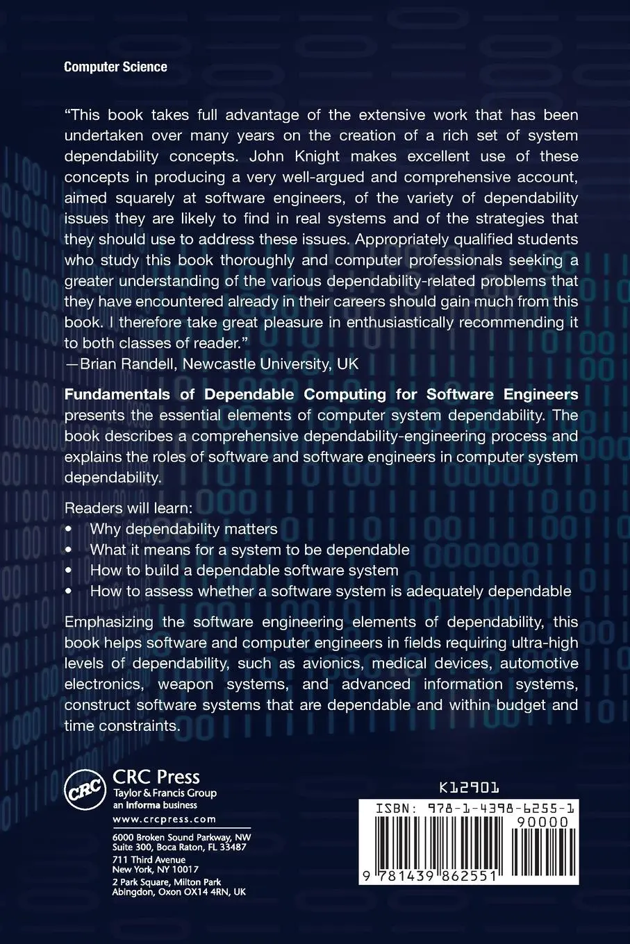 Rückseite: 9781439862551 | Fundamentals of Dependable Computing for Software Engineers | Knight