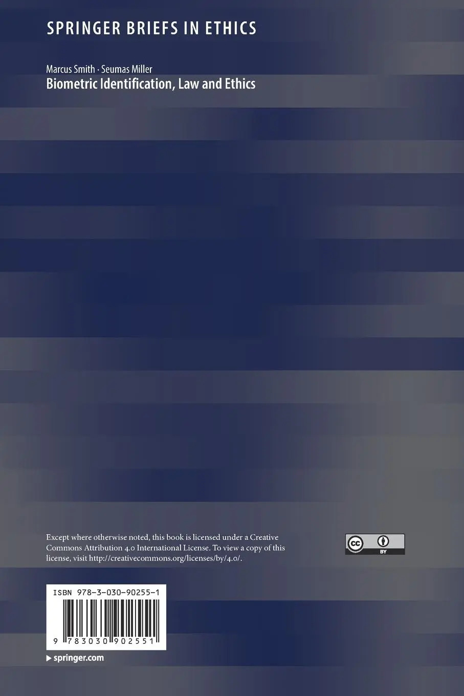 Rückseite: 9783030902551 | Biometric Identification, Law and Ethics | Marcus Smith (u. a.) | Buch