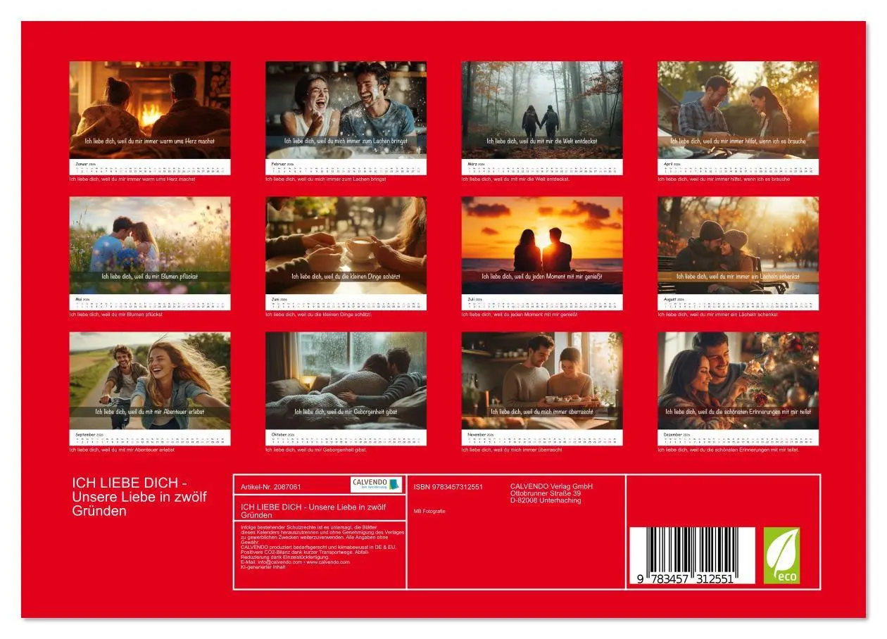 Bild: 9783457312551 | ICH LIEBE DICH - Unsere Liebe in zwölf Gründen (Wandkalender 2026...
