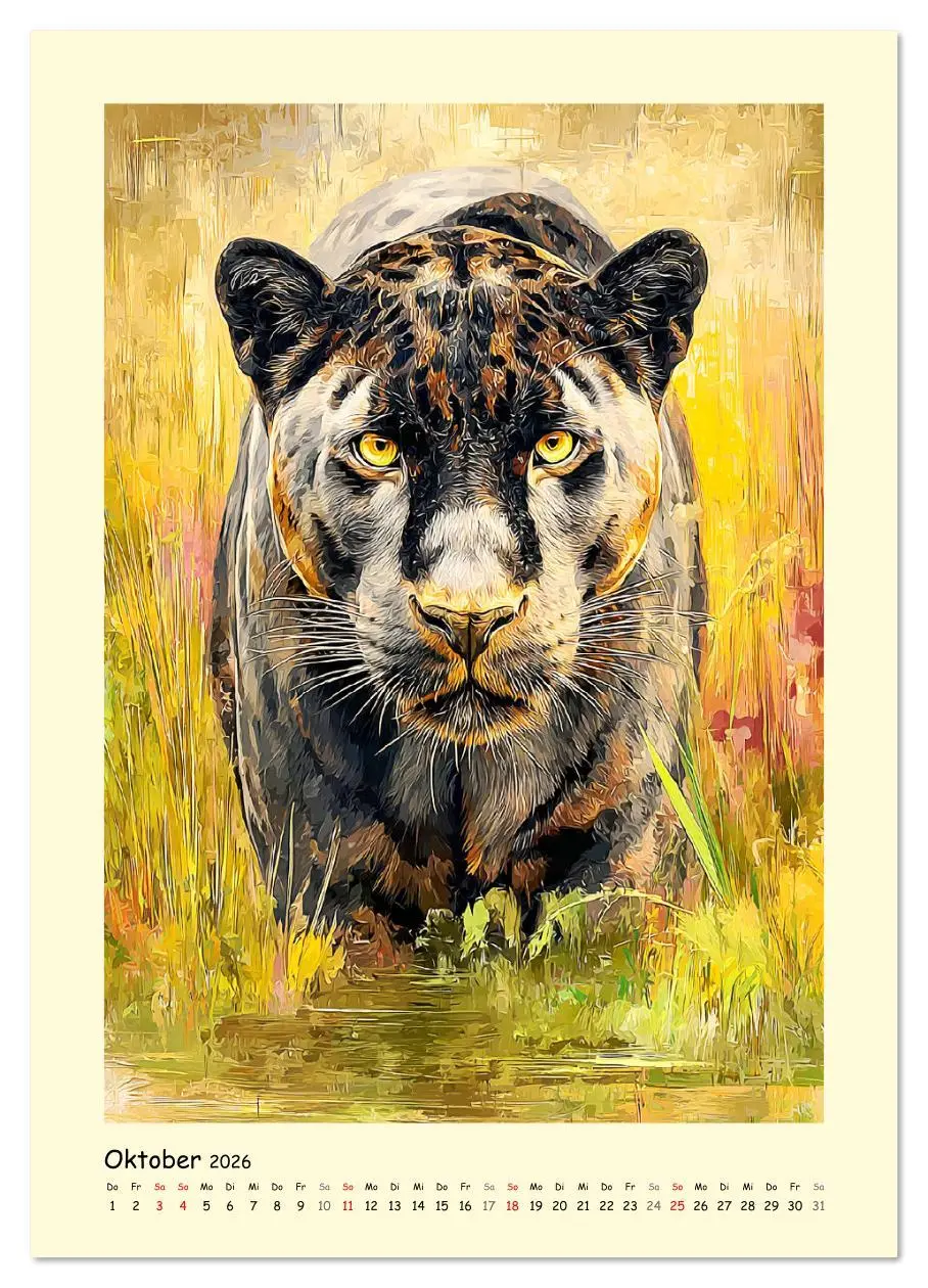 Bild: 9783516642551 | Raubkatzen. Moderne Paintings wilder Eleganz (Wandkalender 2026 DIN...