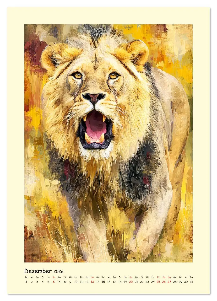 Bild: 9783516642551 | Raubkatzen. Moderne Paintings wilder Eleganz (Wandkalender 2026 DIN...