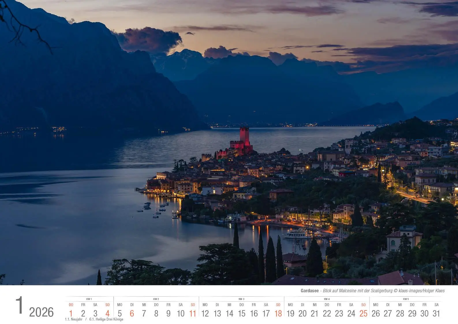 Bild: 9783965352551 | Gardasee 2026 Bildkalender A3 cm quer, spiralgebunden | Holger Klaes