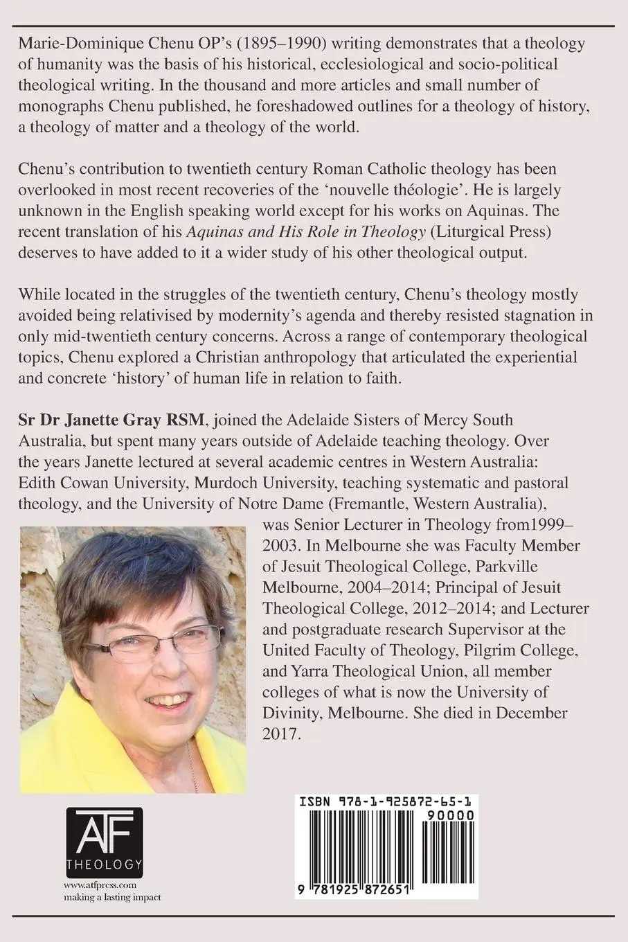 Rückseite: 9781925872651 | M-D Chenu's Christian Anthropology | Janette Gray | Taschenbuch | 2019