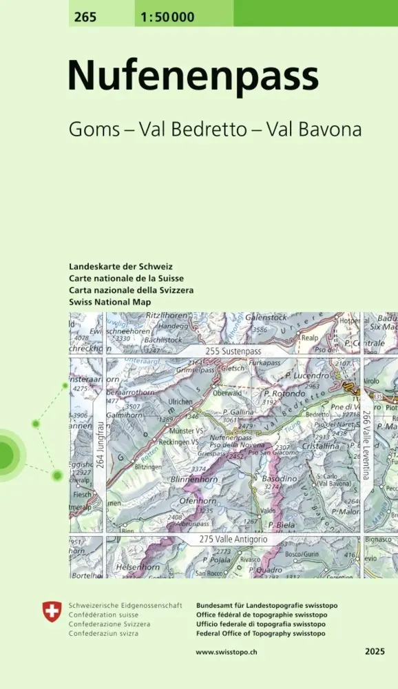 Cover: 9783302002651 | 265 Nufenenpass | Goms - Val Bedretto - Val Bavona | swisstopo
