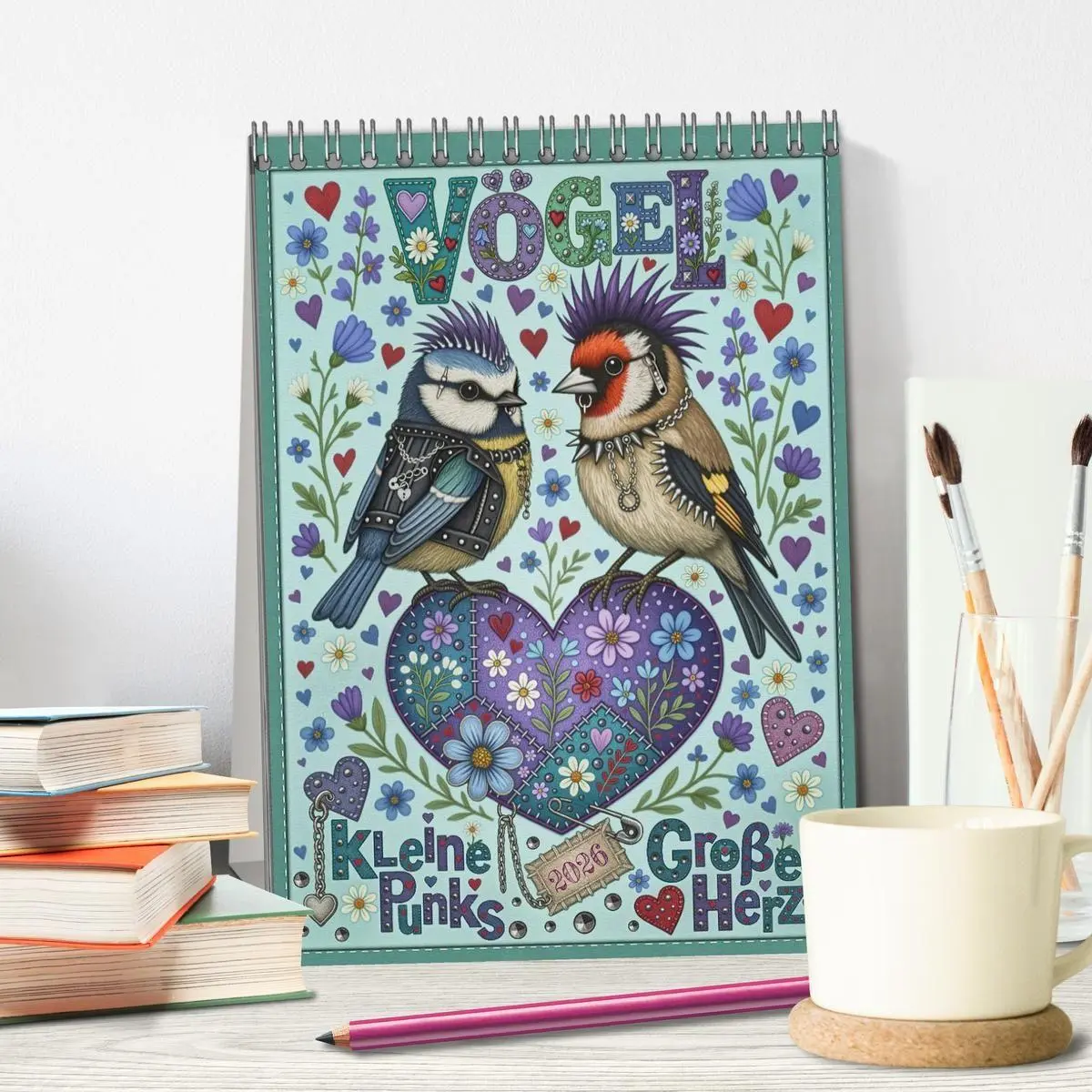 Bild: 9783516702651 | Vögel. Kleine Punks. Großes Herz. (Tischkalender 2026 DIN A5 hoch),...